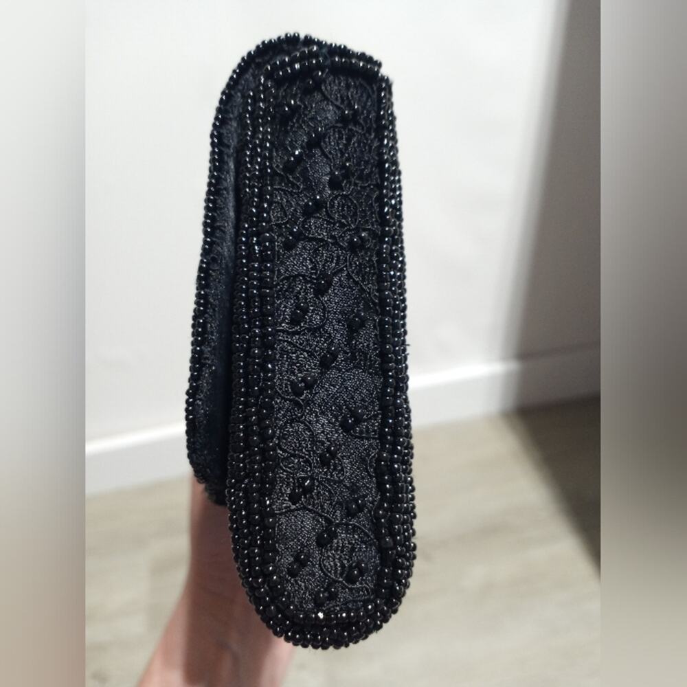 Vintage La Regale Black Lace And Bead Purse Clutch - Picture 9 of 12